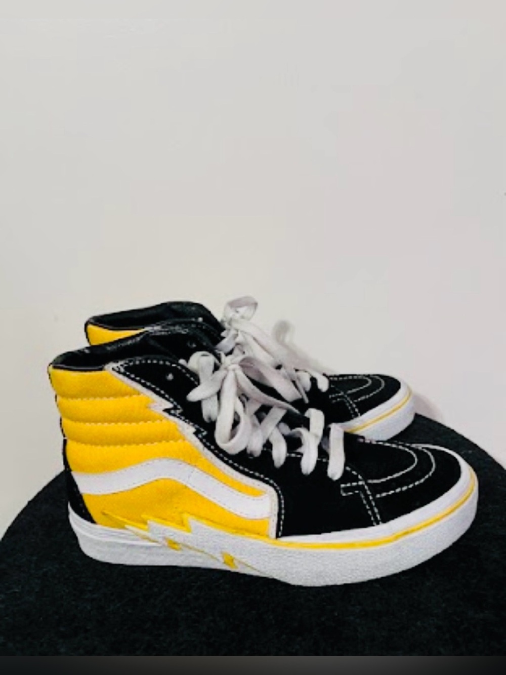 High-Top Skate Sneakers in Black and Yellow